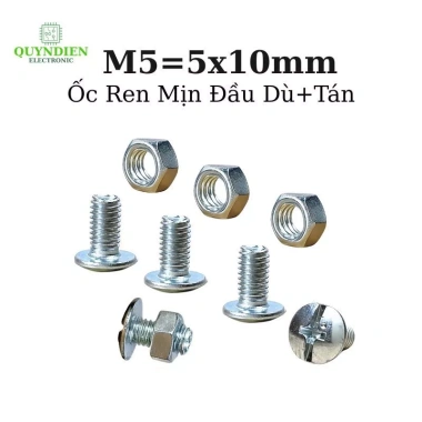 Ốc Vít M5 5x10mm Đầu Dù Trắng, Tán Ren Mịn - Linh Kiện Quỳnh Diễn 29.610₫