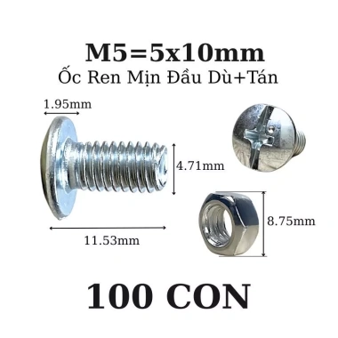 Ốc Vít M5 5x10mm Đầu Dù Trắng, Tán Ren Mịn - Linh Kiện Quỳnh Diễn 29.610₫
