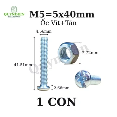 Ốc vít M5x40mm 100 con - Túi tiện lợi, giá ưu đãi 69.057, giảm còn 54.807 VNĐ Linh Kiện Quỳnh Diễn