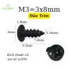 Ốc vít nhọn M3x8mm đầu tròn dài 8mm, túi 100 con - Giá ưu đãi 11.280 VND Linh kiện điện tử QUỲNH DIỄN 2