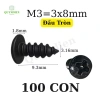 Ốc vít nhọn M3x8mm đầu tròn dài 8mm, túi 100 con - Giá ưu đãi 11.280 VND Linh kiện điện tử QUỲNH DIỄN 9