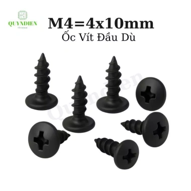 Ốc vít nhọn M4x10mm đầu tròn dài 10mm cho ampli, main cục đẩy, túi 1.000 con – Linh kiện Quỳnh Diễn