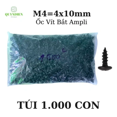 Ốc vít nhọn M4x10mm đầu tròn dài 10mm cho ampli, main cục đẩy, túi 1.000 con – Linh kiện Quỳnh Diễn