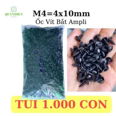 Ốc vít nhọn M4x10mm đầu tròn dài 10mm cho ampli, main cục đẩy, túi 1.000 con – Linh kiện Quỳnh Diễn