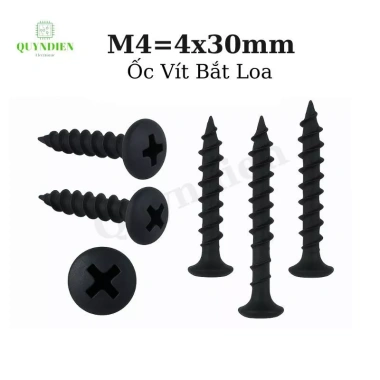 Ốc vít nhọn M4x30 30mm Ren thưa Taiwan - Bắt thùng loa, lắp ráp gỗ mỏng Quỳnh Diễn