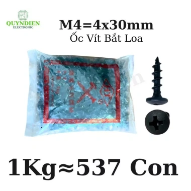 Ốc vít nhọn M4x30 30mm Ren thưa Taiwan - Bắt thùng loa, lắp ráp gỗ mỏng Quỳnh Diễn