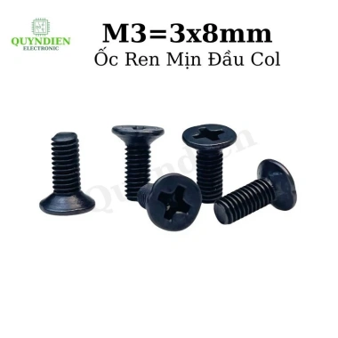 Ốc vít ren mịn M3x8mm đầu COL dài 8mm - Túi 500 con, giảm giá, giá chỉ 79.430₫ | Linh Kiện Quỳnh Diễn