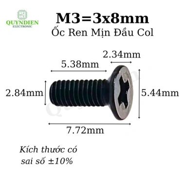 Ốc vít ren mịn M3x8mm đầu COL dài 8mm - Túi 500 con, giảm giá, giá chỉ 79.430₫ | Linh Kiện Quỳnh Diễn 2