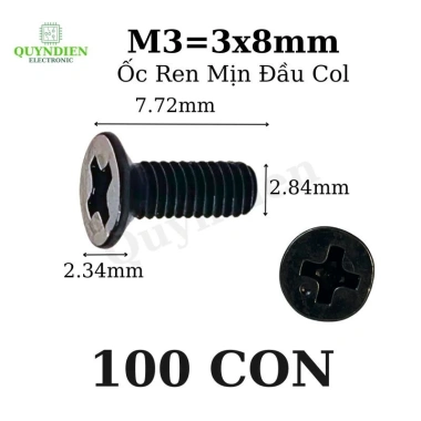 Ốc vít ren mịn M3x8mm đầu COL dài 8mm - Túi 500 con, giảm giá, giá chỉ 79.430₫ | Linh Kiện Quỳnh Diễn 9
