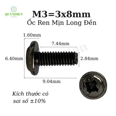 Ốc vít ren mịn M3x8mm đầu long đệm dài 8mm - Giá chỉ 26.884đ - Linh Kiện Quỳnh Diễn 2