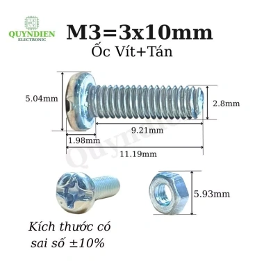 Ốc vít tán 3 ly M3 đa độ dài 1-5cm - Linh kiện điện tử Quỳnh Diễn, giá chỉ 18.200đ 2