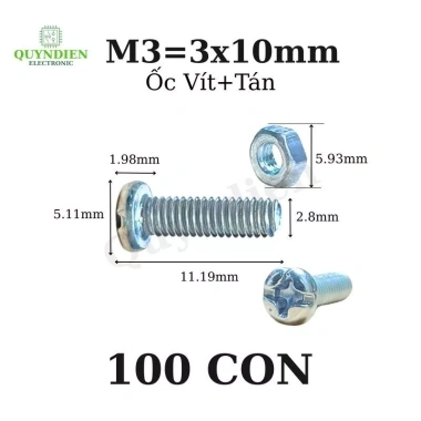 Ốc vít tán 3 ly M3 đa độ dài 1-5cm - Linh kiện điện tử Quỳnh Diễn, giá chỉ 18.200đ 10