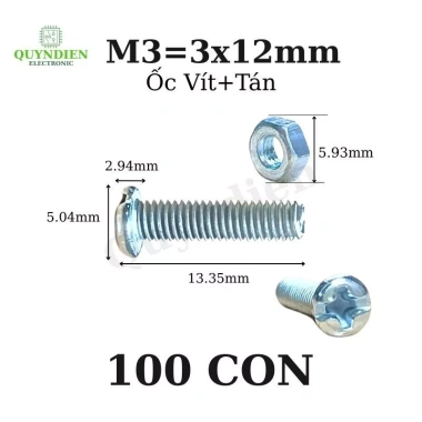 Ốc vít tán M3 3ly 1.2cm - Túi 90g (90-100 con) - Linh kiện điện tử QUỲNH DI�ỄN Giá ưu đãi 20,300₫ 2