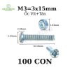 Ốc vít tán M3 3ly 1.5cm 90-100 con 110g - Linh kiện điện tử Quỳnh Diễn, 19.600₫ 2