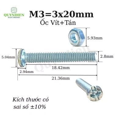 Ốc vít tán M3 3ly dài 2cm, 110g (90-100 con) - Linh kiện điện tử QUỲNH DIỄN, giá 21.000đ 3