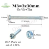 Ốc vít tán M3 3ly dài 3cm - Túi 150g (90-100 con) Giá chỉ 27.300 VND - Linh kiện điện tử QUỲNH DIỈN 3