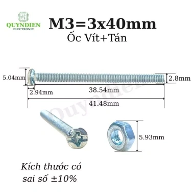 Ốc vít tán M3 3ly dài 4cm, túi 200g 90 con - Linh kiện điện tử giá ưu đãi 30.800₫ 3