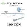 Ốc vít tán M3 3x50mm 3 ly dài 5cm 90 con, túi 250g, giá chỉ 40.248₫ Quỳnh Diễn 2