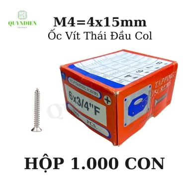 Ốc vít Thái M4 ren xoắn 15mm 1.000 con, dùng cho ampli, quạt, vỏ sạc Quỳnh Diễn 8