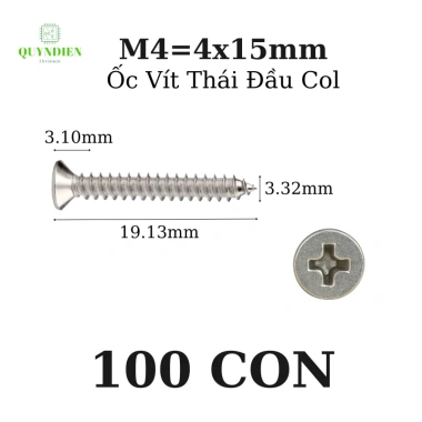 Ốc vít Thái M4x15mm ren xoắn đầu col dài 15mm - bắt ampli, quạt, vỏ sạc, giảm giá 39,593₫ Linh Kiện Quỳnh Diễn 8 Ốc vít Thái M4x15mm ren xoắn đầu col dài 15mm - bắt ampli, quạt, vỏ sạc, giảm giá 39,593₫ Linh Kiện Quỳnh Diễn 8