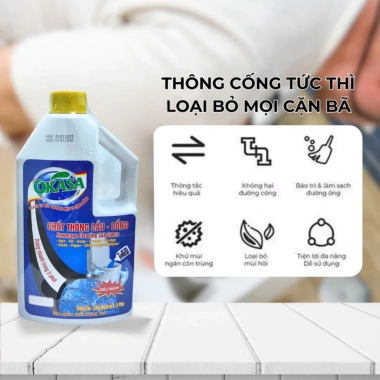 OKASA Nước Thông Tắc Cống Cực Mạnh - Xử Lý Tắc Nghẽn Bồn Cầu, Cống, Rửa Chén, Giá 134k 4