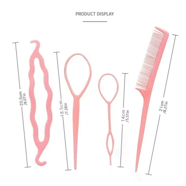 OKDEALS Bộ 4 Cái Tạo Kiểu Tóc Salon - Vòng Bím Pin Pháp, Lược Đuôi, Móc Đôi & Kéo Đa Năng, Cho Tóc Đẹp Tại Nhà, Giá Ưu Đãi 39.600₫ 2
