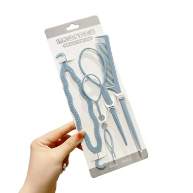 OKDEALS Bộ 4 Cái Tạo Kiểu Tóc Salon - Vòng Bím Pin Pháp, Lược Đuôi, Móc Đôi & Kéo Đa Năng, Cho Tóc Đẹp Tại Nhà, Giá Ưu Đãi 39.600₫ 5