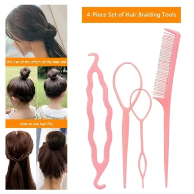 OKDEALS Bộ 4 Cái Tạo Kiểu Tóc Salon - Vòng Bím Pin Pháp, Lược Đuôi, Móc Đôi & Kéo Đa Năng, Cho Tóc Đẹp Tại Nhà, Giá Ưu Đãi 39.600₫ 9