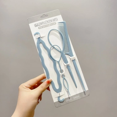OKDEALS Bộ 4 Cái Tạo Kiểu Tóc Salon - Vòng Bím Pin Pháp, Lược Đuôi, Móc Đôi & Kéo Đa Năng, Cho Tóc Đẹp Tại Nhà, Giá Ưu Đãi 39.600₫ 10
