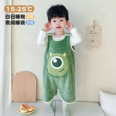 Onesie trẻ em không tay, vest flannel dày, chống đá, mũ trùm đầu, nhanh khô thấm hút, mọi mùa 11