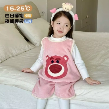 Onesie trẻ em không tay, vest flannel dày, chống đá, mũ trùm đầu, nhanh khô thấm hút, mọi mùa 12
