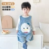 Onesie trẻ em không tay, vest flannel dày, chống đá, mũ trùm đầu, nhanh khô thấm hút, mọi mùa 13