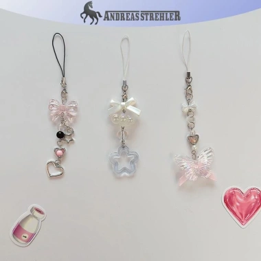 Onetimingfine 1 Hạt Handmade Cô Gái Ngọt Móc Khóa IP11 Y2K Ngôi Sao Năm Cánh 3