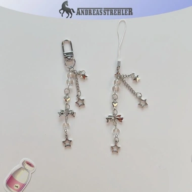 Onetimingfine 1 Hạt Handmade Cô Gái Ngọt Móc Khóa IP11 Y2K Ngôi Sao Năm Cánh 8
