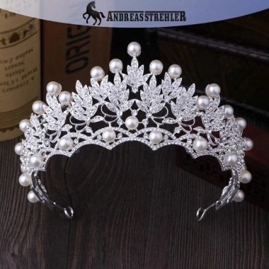 Onetimingfine 2.019 Tiara Cô Dâu Pha Lê Ngọc Trai Vương Miện Kim Cương Giả