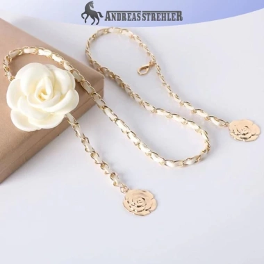 Onetimingfine Dây Thắt Lưng Nữ Kim Loại Hoa Camellia Mỏng - Thời trang Đầm Quần cho bé gái 79.947 VND