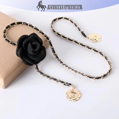Onetimingfine Dây Thắt Lưng Nữ Kim Loại Hoa Camellia Mỏng - Thời trang Đầm Quần cho bé gái 79.947 VND
