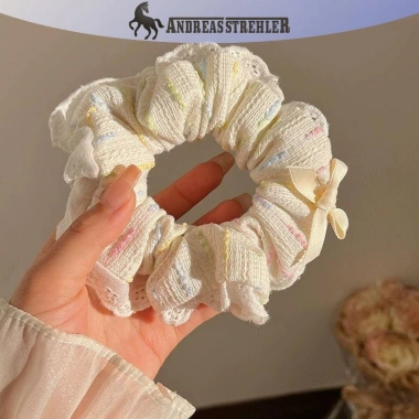 Onetimingfine Hàn Quốc Ren Lớn Ngọt Ngào Hairband Đuôi Ngựa Scrunchies Dây Buộc Tóc Bé Gái Nữ VN 4