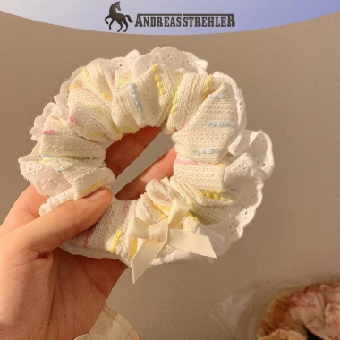 Onetimingfine Hàn Quốc Ren Lớn Ngọt Ngào Hairband Đuôi Ngựa Scrunchies Dây Buộc Tóc Bé Gái Nữ VN 6
