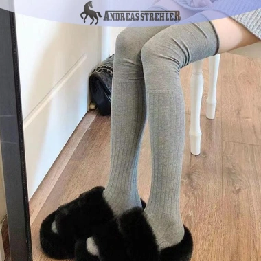 Onetimingfine Legging Nữ Màu Trơn Đùi Vớ Cao Cấp, Trên Đầu Gối, Giữ Nhiệt Cotton, 36.180₫