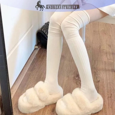 Onetimingfine Legging Nữ Màu Trơn Đùi Vớ Cao Cấp, Trên Đầu Gối, Giữ Nhiệt Cotton, 36.180₫