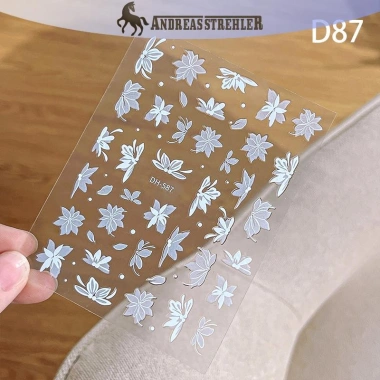 Onetimingfine Trắng Mộc Lan Hoa Tay Vẽ Tính Khí Miếng Dán Móng Tay Tăng Cường Dính Decal Trang Trí VN 33.660₫