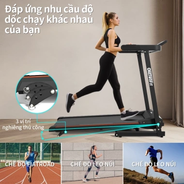 OneTwoFit Máy chạy bộ 2.5 mã lực 3 cấp điện, loa Bluetooth, kết nối ứng dụng thể thao - Giá chỉ 5,519,000₫
