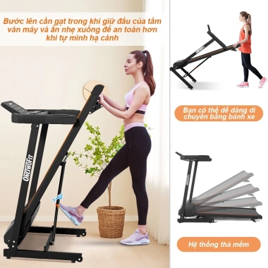OneTwoFit Máy chạy bộ 2.5 mã lực 3 cấp điện, loa Bluetooth, kết nối ứng dụng thể thao - Giá chỉ 5,519,000₫