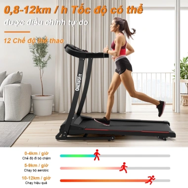 OneTwoFit Máy chạy bộ điện gập gọn, xoay điều chỉnh, Bluetooth, hạng nặng – 5,299,000₫