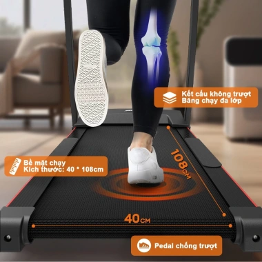 OneTwoFit Máy chạy bộ điện gập gọn, xoay điều chỉnh, Bluetooth, hạng nặng – 5,299,000₫