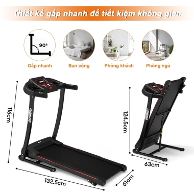OneTwoFit Máy chạy bộ điện gập gọn, xoay điều chỉnh, Bluetooth, hạng nặng – 5,299,000₫