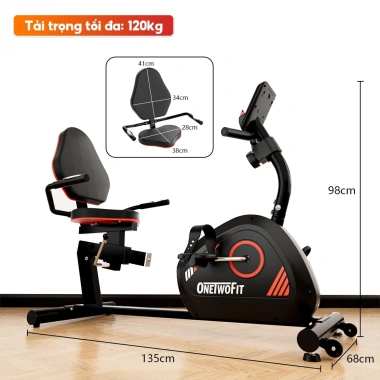 OneTwoFit Xe đạp tập - Cảm biến nhịp tim, ghế điều chỉnh, giảm 22% còn 3.559.000₫