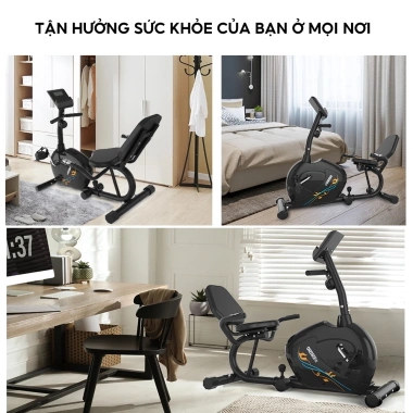 OneTwoFit Xe đạp tập gym tại nhà 4KG yên tĩnh, đèn LED, giá ưu đãi 3.699.000₫