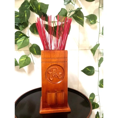 Ống cắm nhang gỗ hương sang trọng, hộp đựng hương Phúc Lộc Thọ, giảm giá 110k từ 139.7k